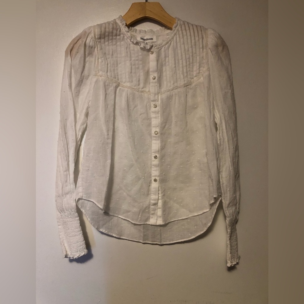 NWT- Heartloom White Textured Button-Up Blouse